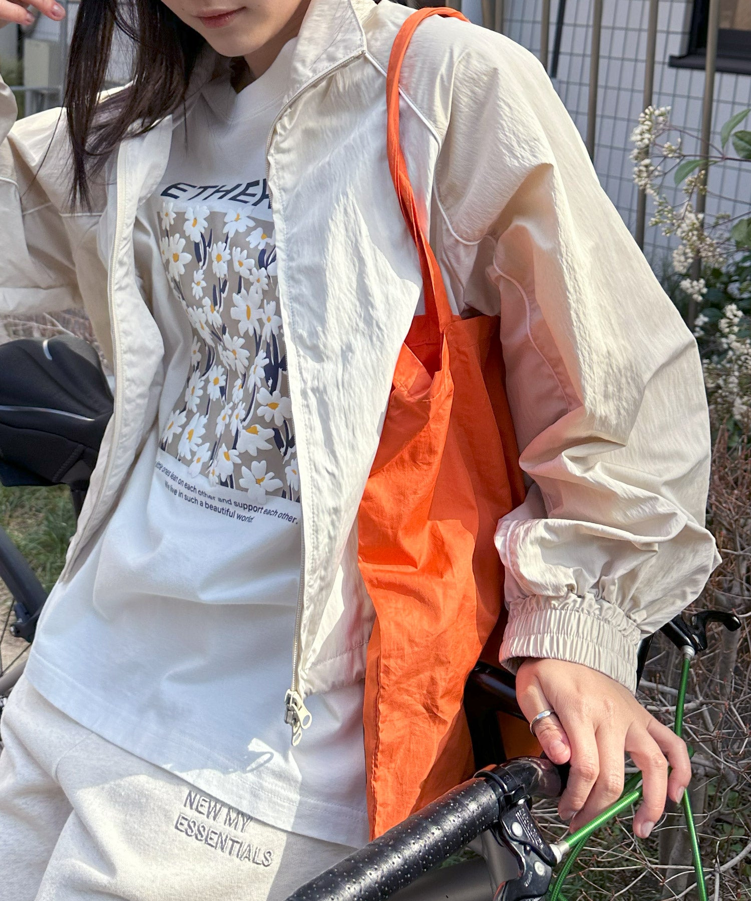 アンドミー andme バイカラー 長袖 ブルゾン ジャケット