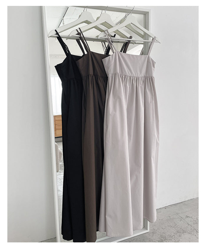 アンドミー andme タイプライター ギャザー キャミ ワンピース （グレージュ） グレージュ