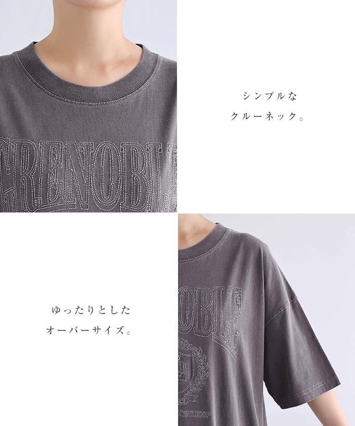 アンドミー andme ピグメント加工 ロゴ刺繍 Tシャツ ワンピース