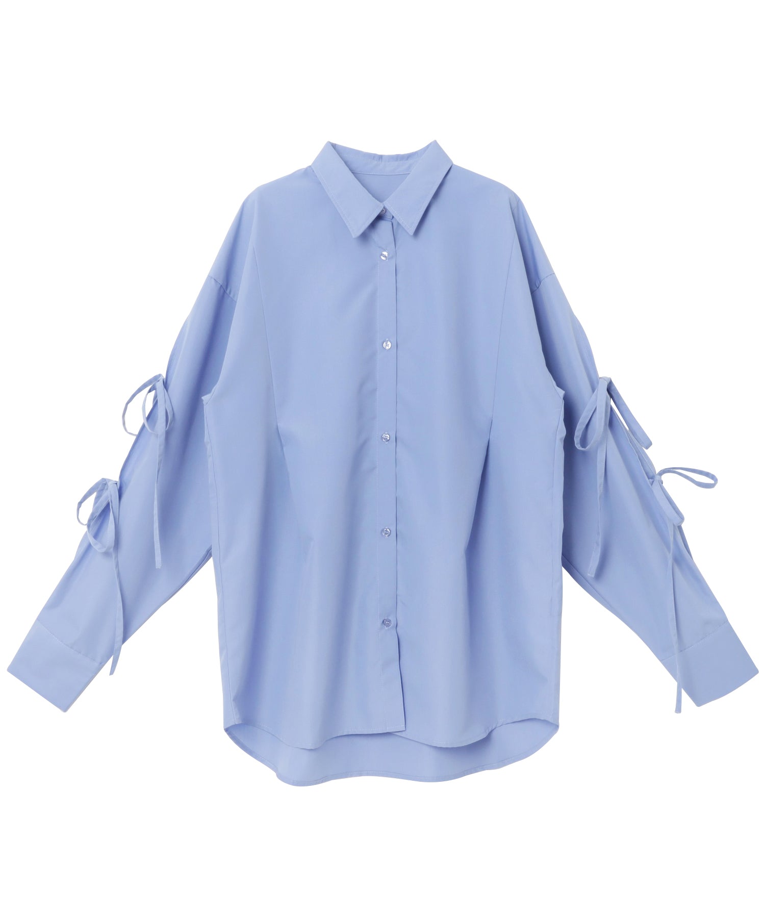andme Sleeve Slit Ribbon Long Sleeve Shirt Blouse