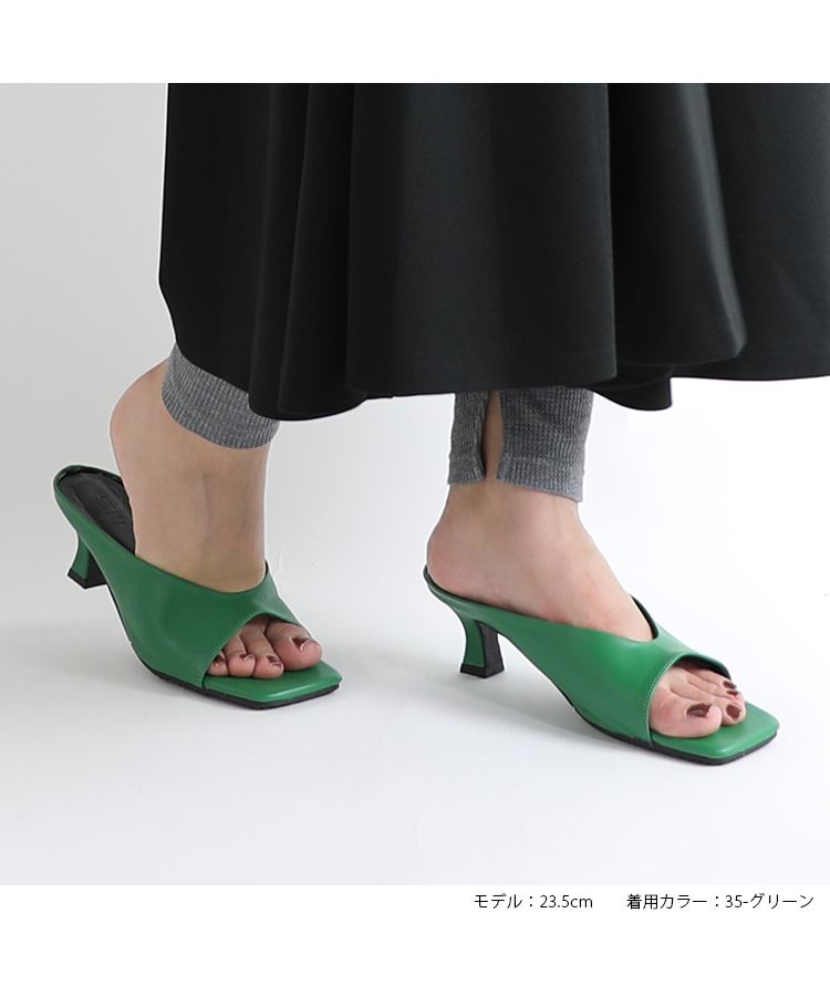 ノーワンノーズ No one knows スクエアオープントゥヒールサンダル