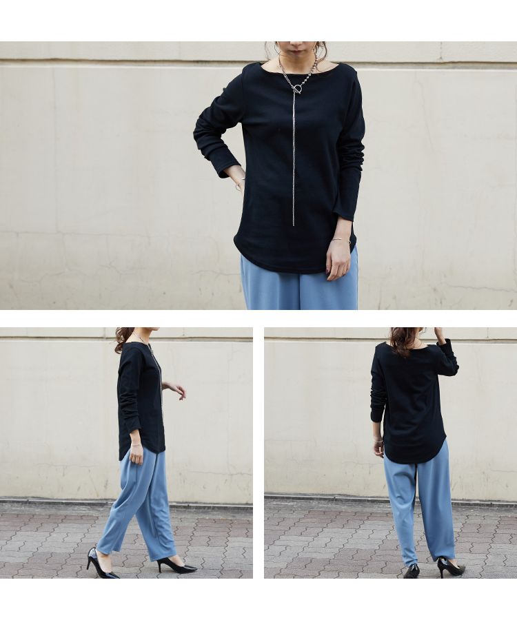 ノーワンノーズ No one knows コットンTシャツ 日本製 きゃしゃ シームレス 透けにくい ロンT レディース 長袖  長T 綿100％ コットン 裾 レイヤード トップス カットソー 無地