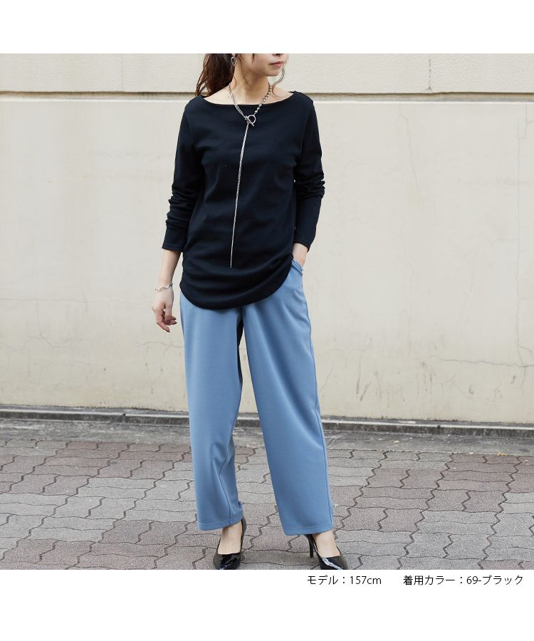 ノーワンノーズ No one knows コットンTシャツ 日本製 きゃしゃ シームレス 透けにくい ロンT レディース 長袖  長T 綿100％ コットン 裾 レイヤード トップス カットソー 無地,69-ブラック