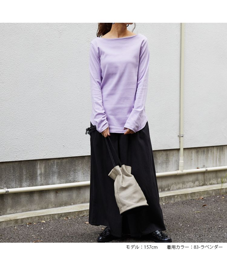 ノーワンノーズ No one knows コットンTシャツ 日本製 きゃしゃ シームレス 透けにくい ロンT レディース 長袖  長T 綿100％ コットン 裾 レイヤード トップス カットソー 無地,83-ラベンダー