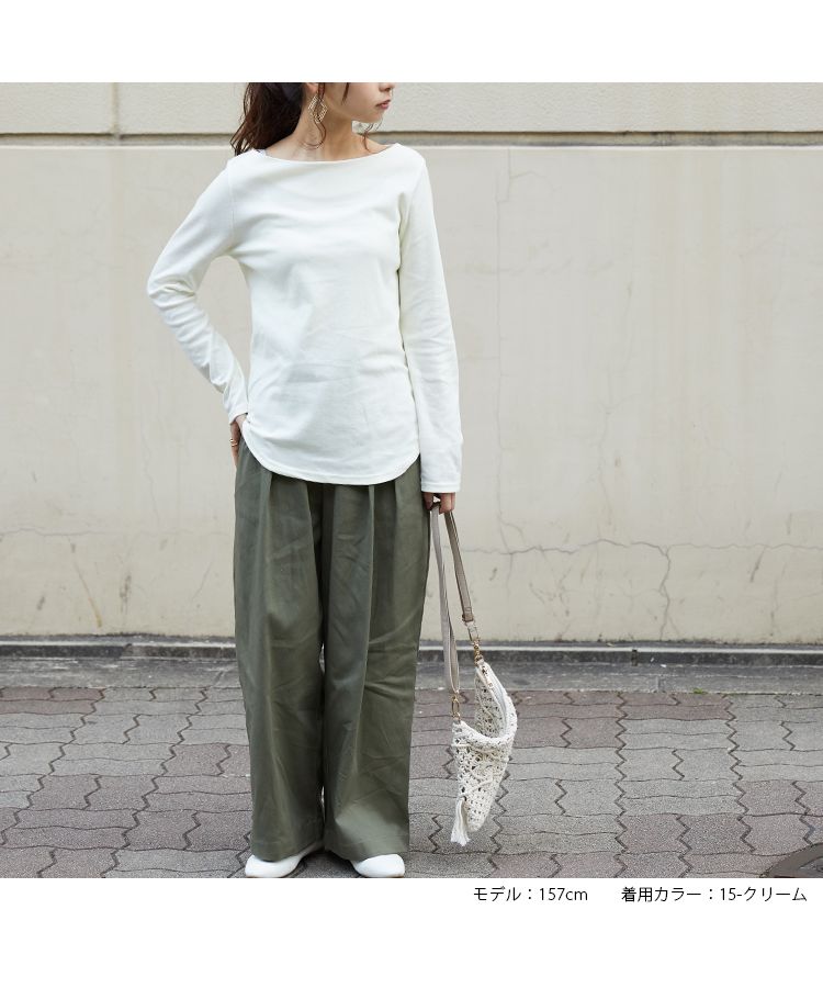 ノーワンノーズ No one knows コットンTシャツ 日本製 きゃしゃ シームレス 透けにくい ロンT レディース 長袖  長T 綿100％ コットン 裾 レイヤード トップス カットソー 無地