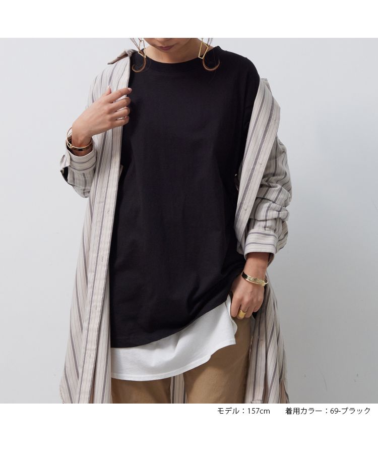 ノーワンノーズ No one knows ボリューム袖 レディース 長袖 綿100 カットソー トップス ロンT 長T ロングスリーブ プルオーバー ぽわん袖 袖コンシャス ボリューム シャーリング 無