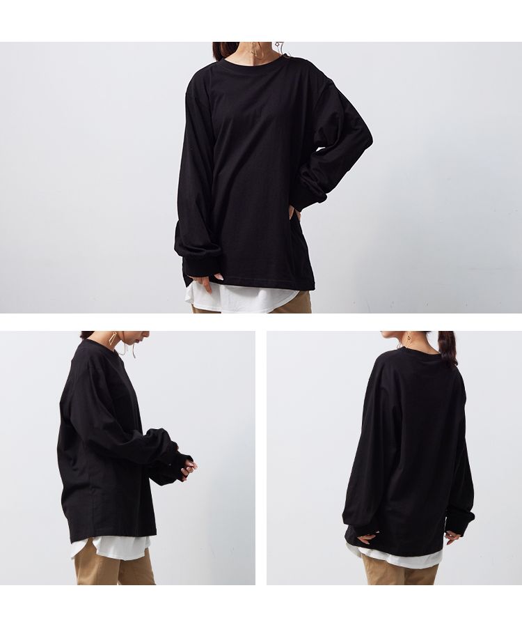 ノーワンノーズ No one knows ボリューム袖 レディース 長袖 綿100 カットソー トップス ロンT 長T ロングスリーブ プルオーバー ぽわん袖 袖コンシャス ボリューム シャーリング 無