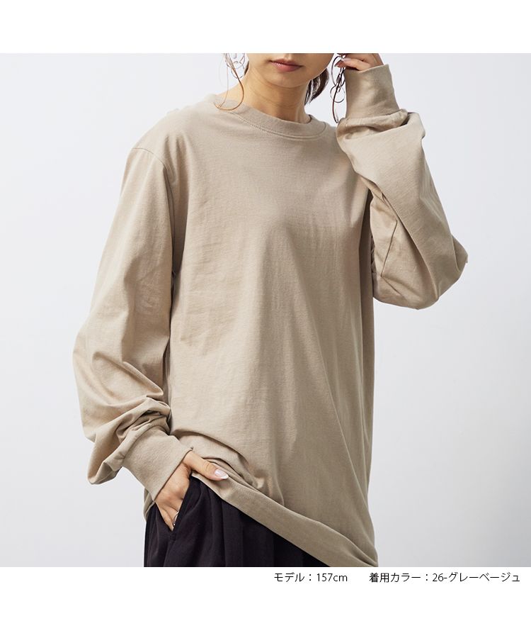 ノーワンノーズ No one knows ボリューム袖 レディース 長袖 綿100 カットソー トップス ロンT 長T ロングスリーブ プルオーバー ぽわん袖 袖コンシャス ボリューム シャーリング 無 （26-グレーベージュ） 26-グレーベージュ