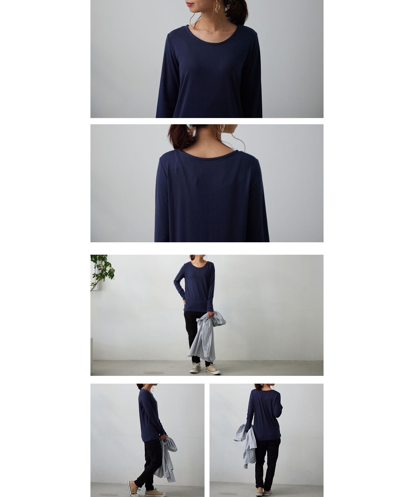 ノーワンノーズ No one knows Uネック 長袖 吸湿 発熱 カットソー Tシャツ ロンT ヒートウェア トップス 暖かい あったか レディース シンプル 無地 プルオーバー フリーサイズ スト