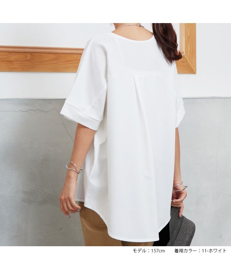 ノーワンノーズ No one knows スキッパーヘンリー半袖トップス レディース きれいめ 無地 シンプル シャツ Tシャツ ブラウス トップス 涼しい ゆったり 大きめ ルーズ ワイド スキッパー