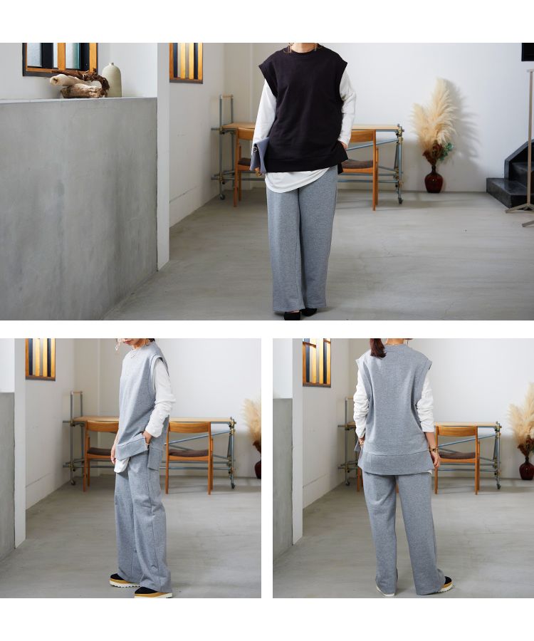 ノーワンノーズ No one knows 裏毛 ワイド きれいめ 大人 プルオンパンツ パンツ 楽ちん ゆる ラフ イージーパンツ レディース カジュアル スウェット スウェットパンツ コットン100