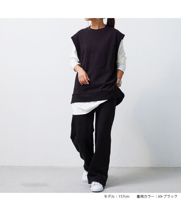 ノーワンノーズ No one knows 裏毛 ワイド きれいめ 大人 プルオンパンツ パンツ 楽ちん ゆる ラフ イージーパンツ レディース カジュアル スウェット スウェットパンツ コットン100