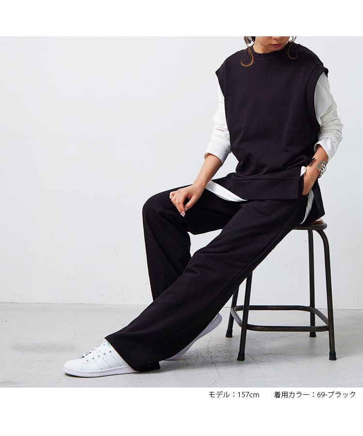 ノーワンノーズ No one knows 裏毛 ワイド きれいめ 大人 プルオンパンツ パンツ 楽ちん ゆる ラフ イージーパンツ レディース カジュアル スウェット スウェットパンツ コットン100