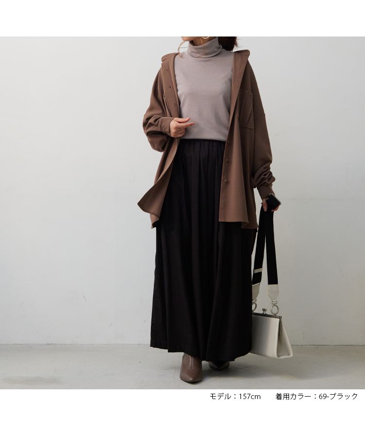 ノーワンノーズ No one knows ツイル タック ロング丈 スカート レディース おしゃれ 長め丈 きれいめ 大人 可愛い カジュアル 大きい 大きめ 大きいサイズ ウエストゴム 楽ちん 無地