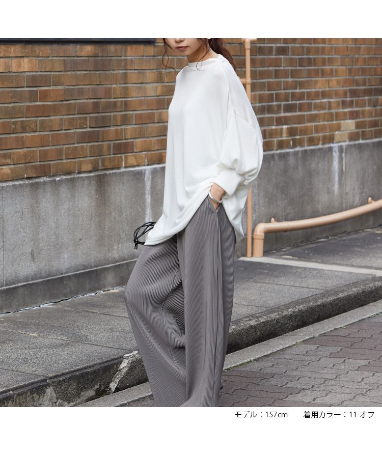 ノーワンノーズ No one knows 日本製 ボートネック ロングスリーブ 大人 カジュアル 7分袖 カットソー ロンt 長t  tシャツ ドロップショルダー ボリューム袖 レディース 無地 プルオ,11-オフ