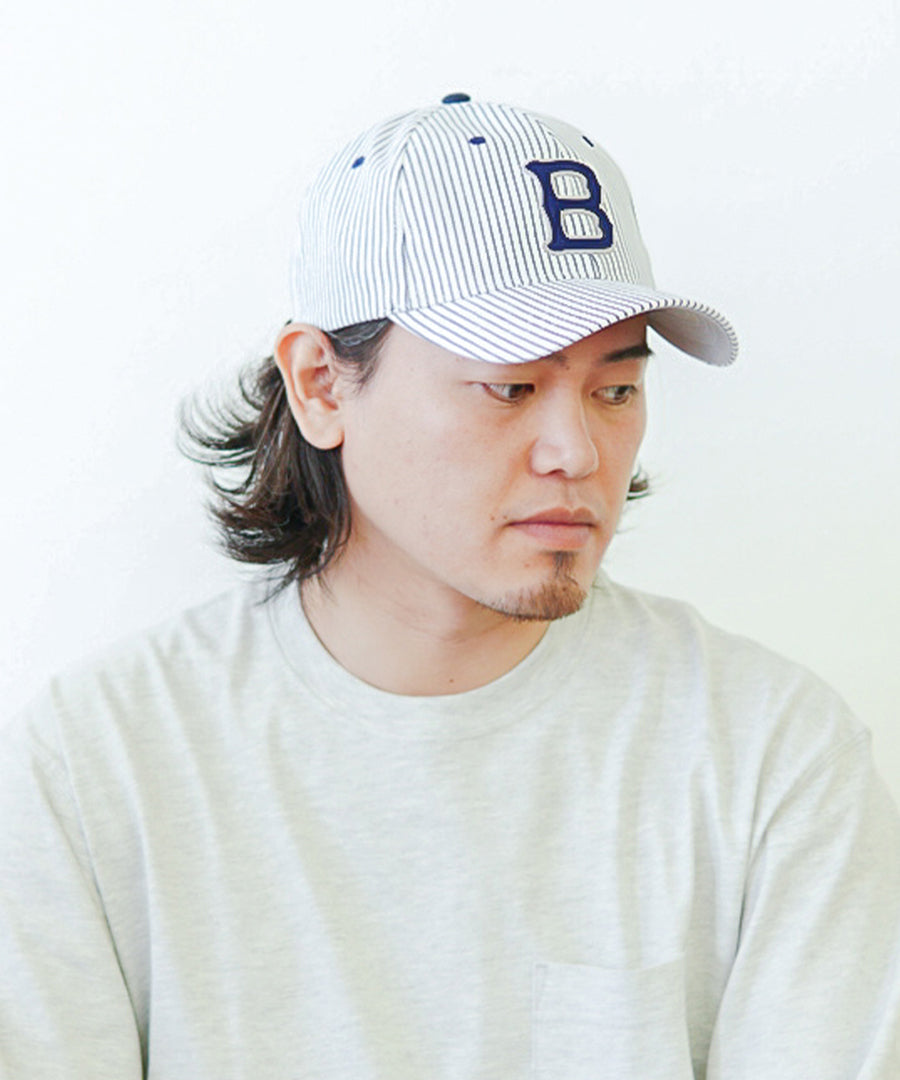 ペナントバナーズ PENNANT BANNERS 帽子 キャップ メンズ BBキャップ デニム ヒッコリー ストライプ エンブレム ワッペン PENNANTBANNERS （WHITE） WHITE