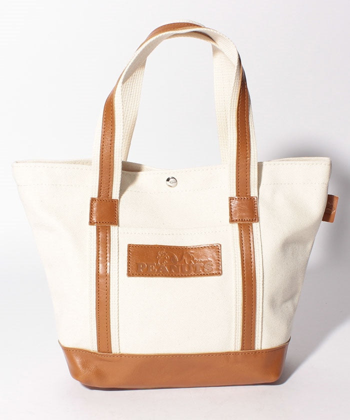スヌーピーレザーコレクション SNOOPY Leather Collection スヌーピー レザー×キャンバストート M,キャメル