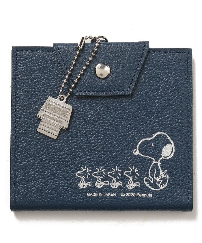 スヌーピーレザーコレクション SNOOPY Leather Collection マスクホルダー付IDケース,ネイビー