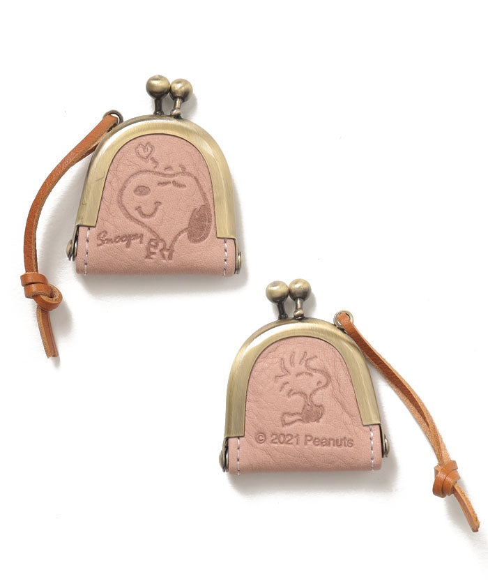 スヌーピーレザーコレクション SNOOPY Leather Collection がま口 ミニ,ピンク
