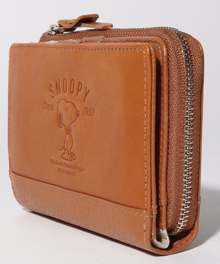 スヌーピーレザーコレクション SNOOPY Leather Collection SNOOPY/スヌーピー/蝶ネクタイ柄二つ折り財布/本革