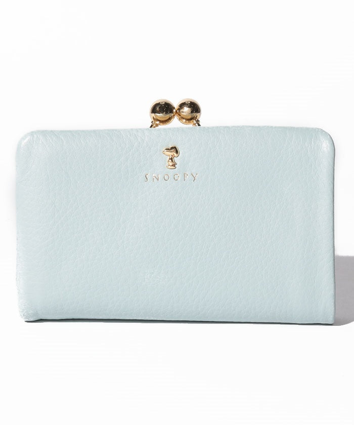スヌーピーレザーコレクション SNOOPY Leather Collection PEANUTS SNOOPY スモーキーパステル がま口二つ折れ,ブルー