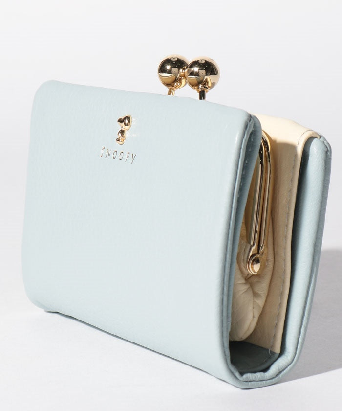 スヌーピーレザーコレクション SNOOPY Leather Collection PEANUTS SNOOPY スモーキーパステル がま口二つ折れ