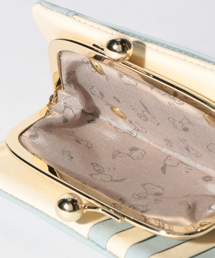 スヌーピーレザーコレクション SNOOPY Leather Collection PEANUTS SNOOPY スモーキーパステル がま口二つ折れ