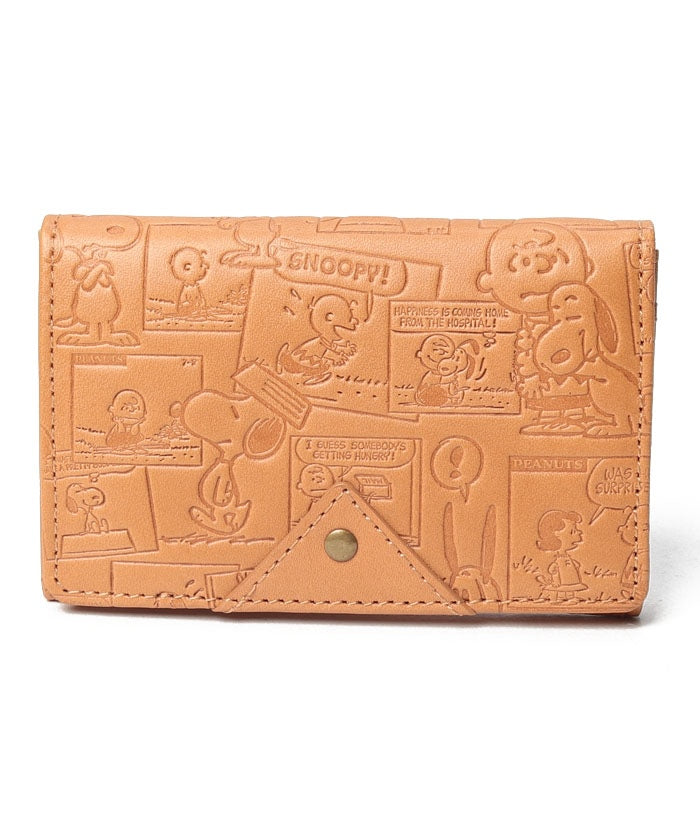 スヌーピーレザーコレクション SNOOPY Leather Collection SNOOPY/スヌーピー/ヴィンテージコミック柄名刺入れ/本革,CAMEL