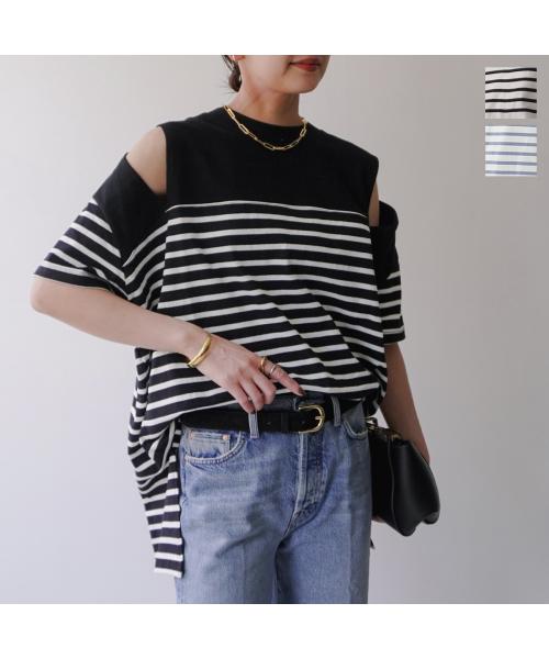 アナナ anana anana カットソー a19-026 ボーダー オフショルダー （BLK-WHT/ブラック） BLK-WHT/ブラック