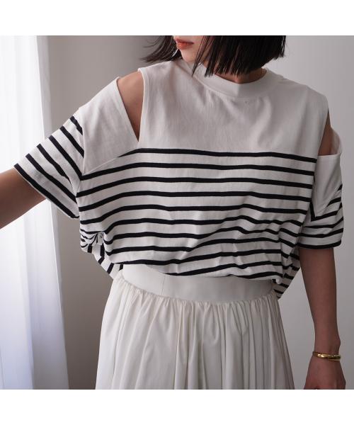 アナナ anana anana カットソー a19-026 ボーダー オフショルダー （BLK-WHT/ブラック） BLK-WHT/ブラック