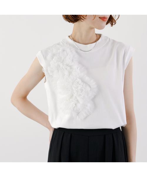 アナナ anana anana Tシャツ a19-012 3Dチュール刺繍 ノースリーブ （OFF/ホワイト） OFF/ホワイト