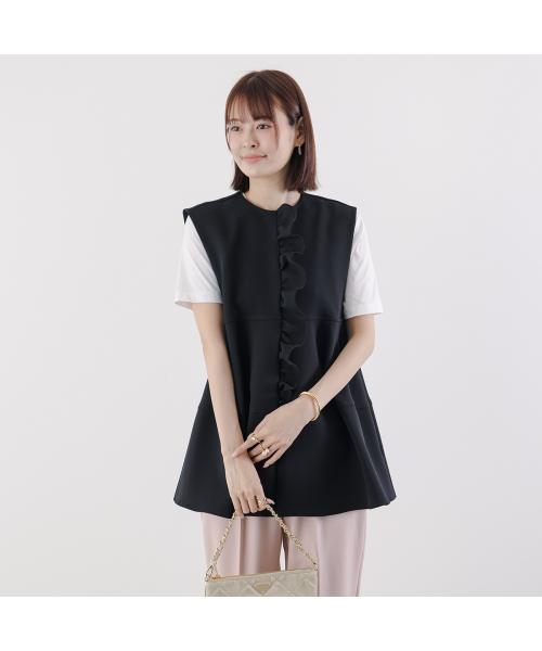 アナナ anana anana ベスト a69-007 フリル ペプラム ジレ （BLK/ブラック） BLK/ブラック