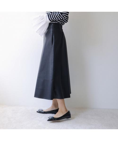 アナナ anana anana スカート a89-018 エコレザー フレア （BLK/ブラック） BLK/ブラック