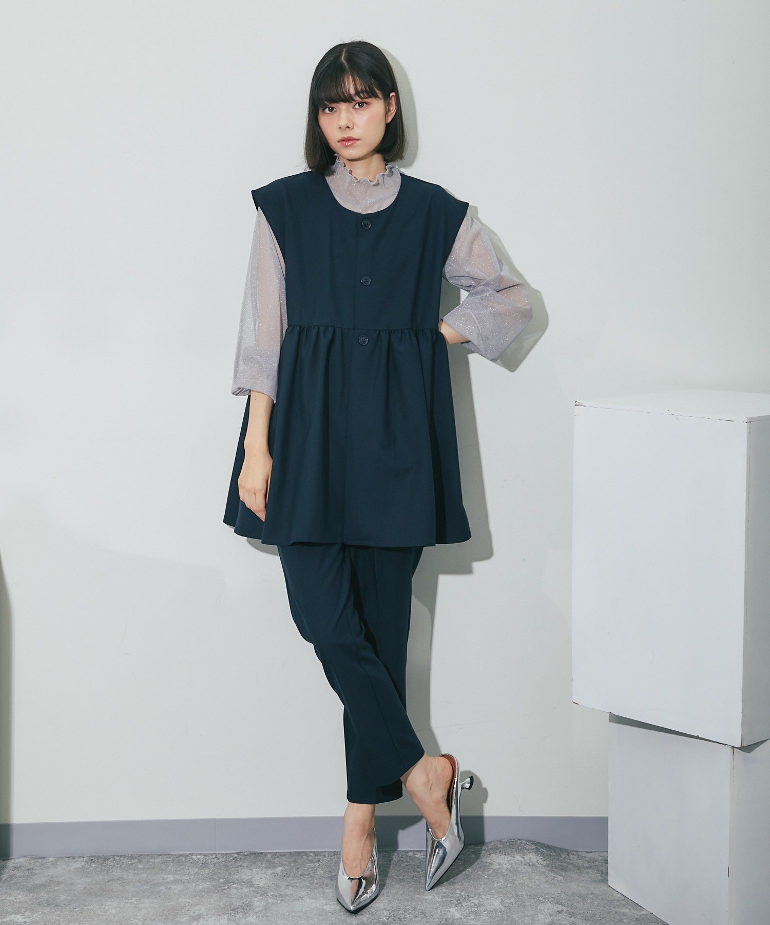 アナザーエス ANOTHER S ジレ＆デーパートパンツ2点セットアップ （ネイビー） ネイビー
