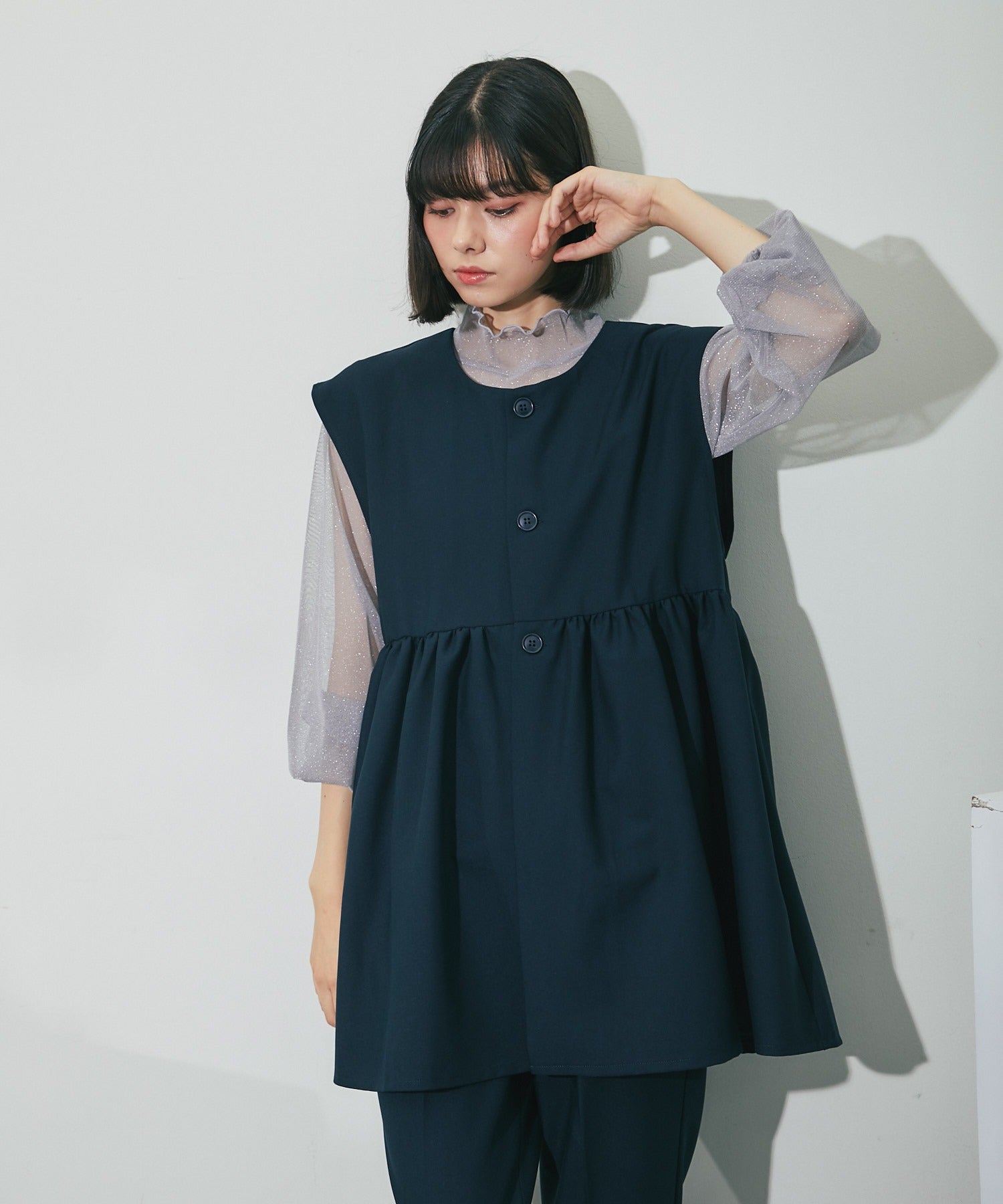 アナザーエス ANOTHER S ジレ＆デーパートパンツ2点セットアップ （ネイビー） ネイビー