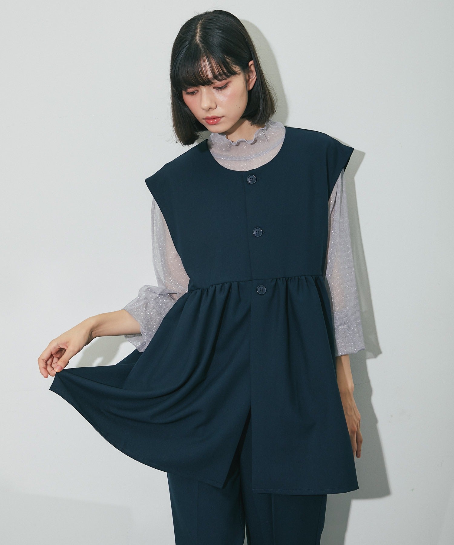 アナザーエス ANOTHER S ジレ＆デーパートパンツ2点セットアップ （ネイビー） ネイビー