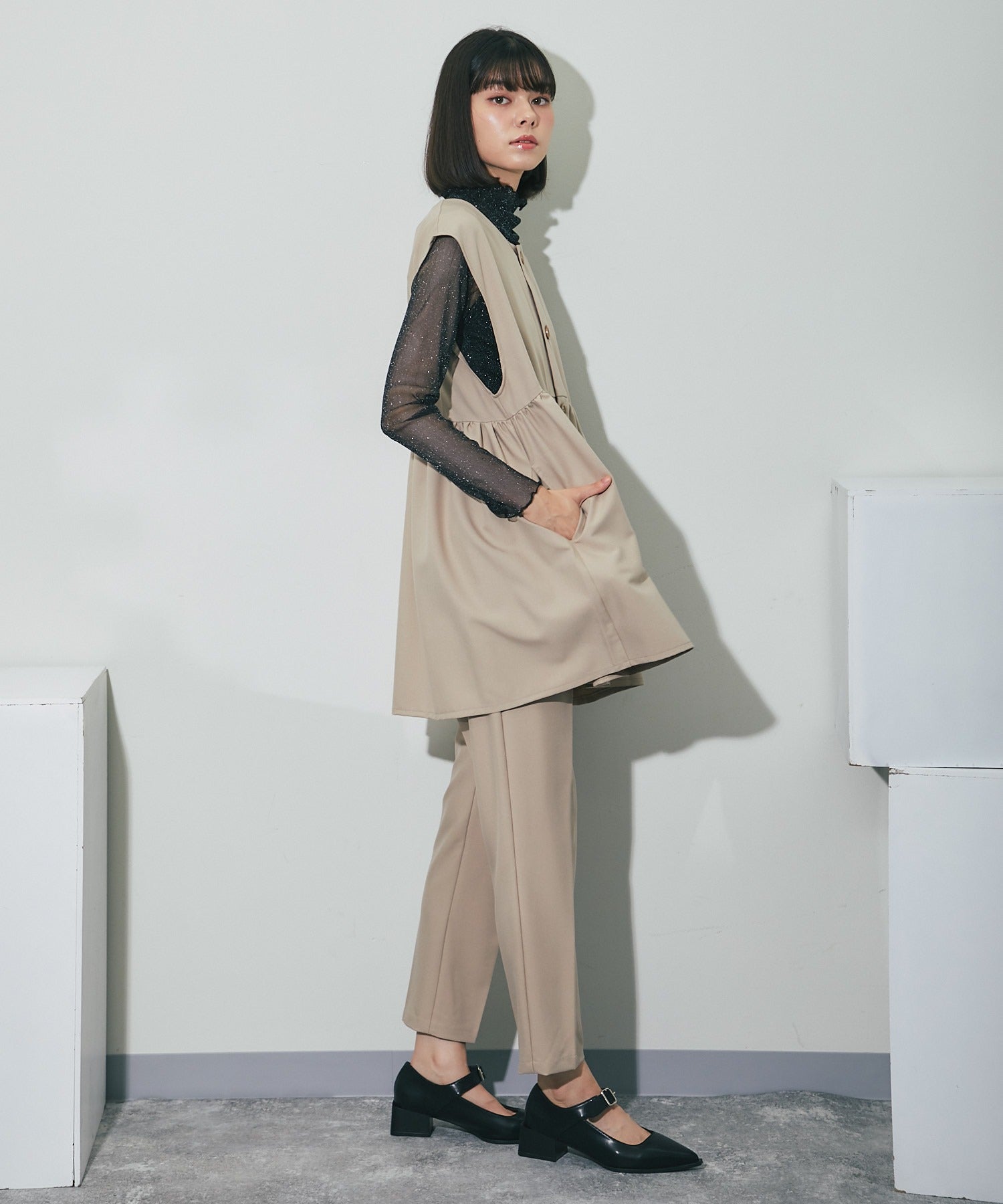 アナザーエス ANOTHER S ジレ＆デーパートパンツ2点セットアップ （ネイビー） ネイビー