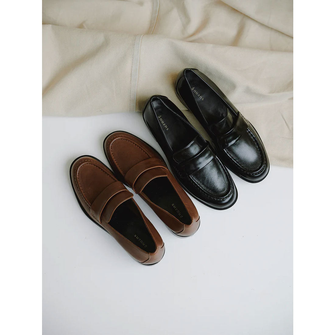 アニュアンス anuans レザーローファー （BROWN） BROWN