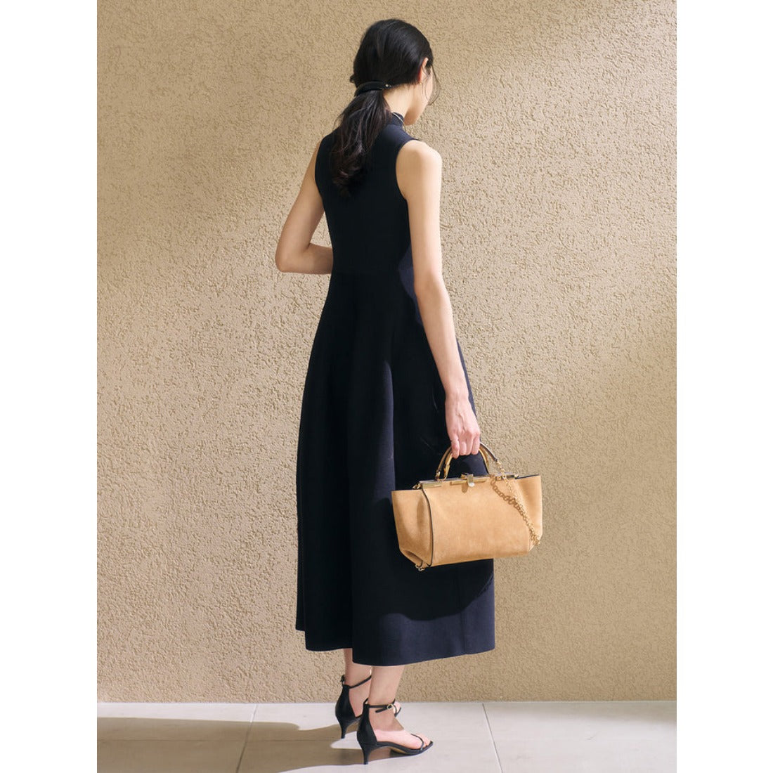 アニュアンス anuans スクエアトゥナローバーサンダル （BLACK） BLACK