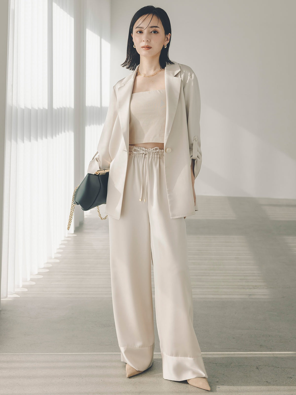 anuans チャコールM Anuans Satin Relax Set Up