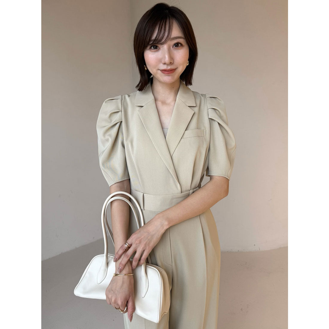 アニュアンス anuans タックスリーブテーラードオールインワン （IVORY） IVORY