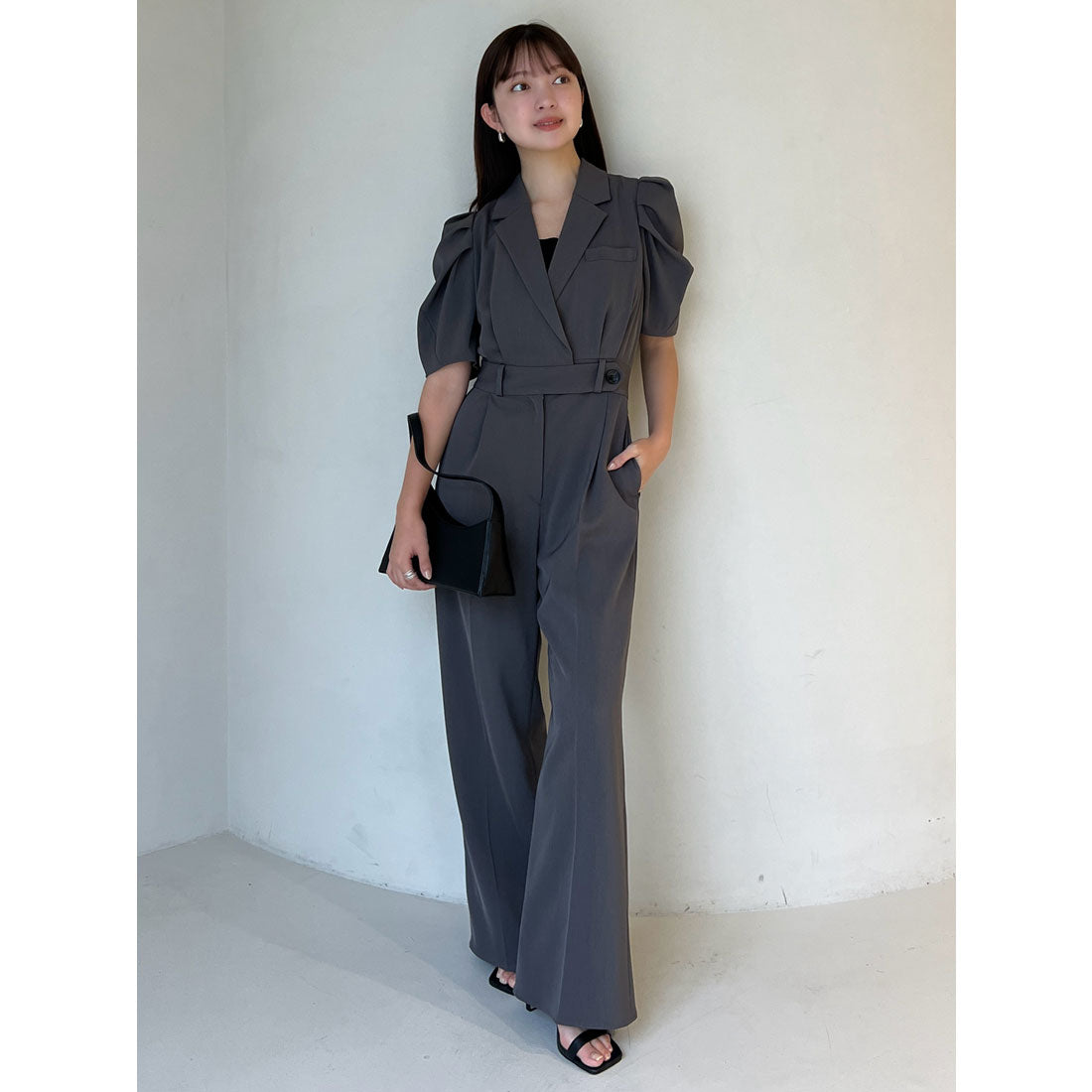 アニュアンス anuans タックスリーブテーラードオールインワン （GREY） GREY