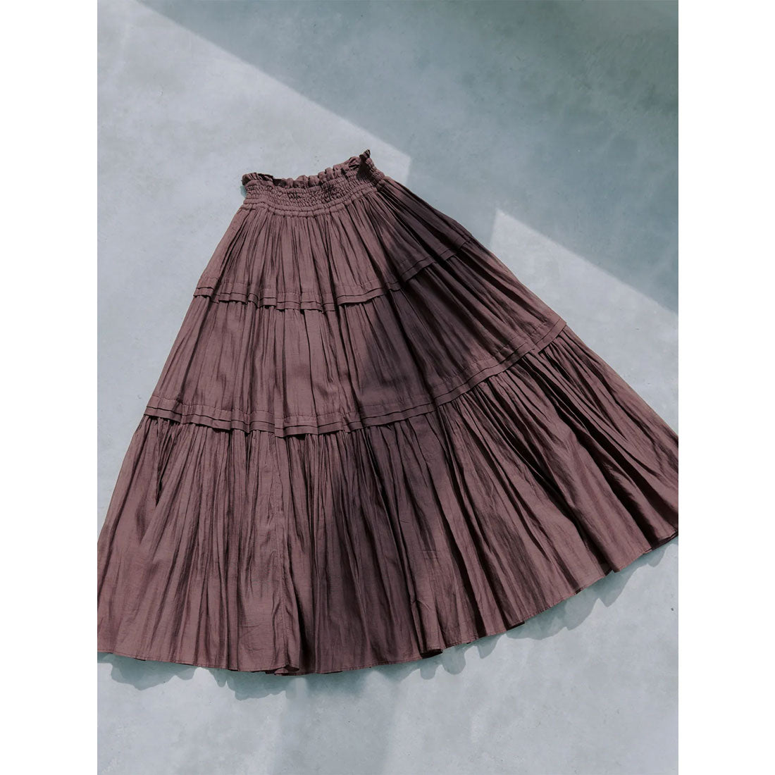アニュアンス anuans Indiaシルクブレンドティアードスカート （BROWN） BROWN