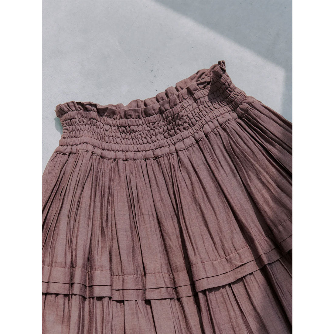 アニュアンス anuans Indiaシルクブレンドティアードスカート （BROWN） BROWN