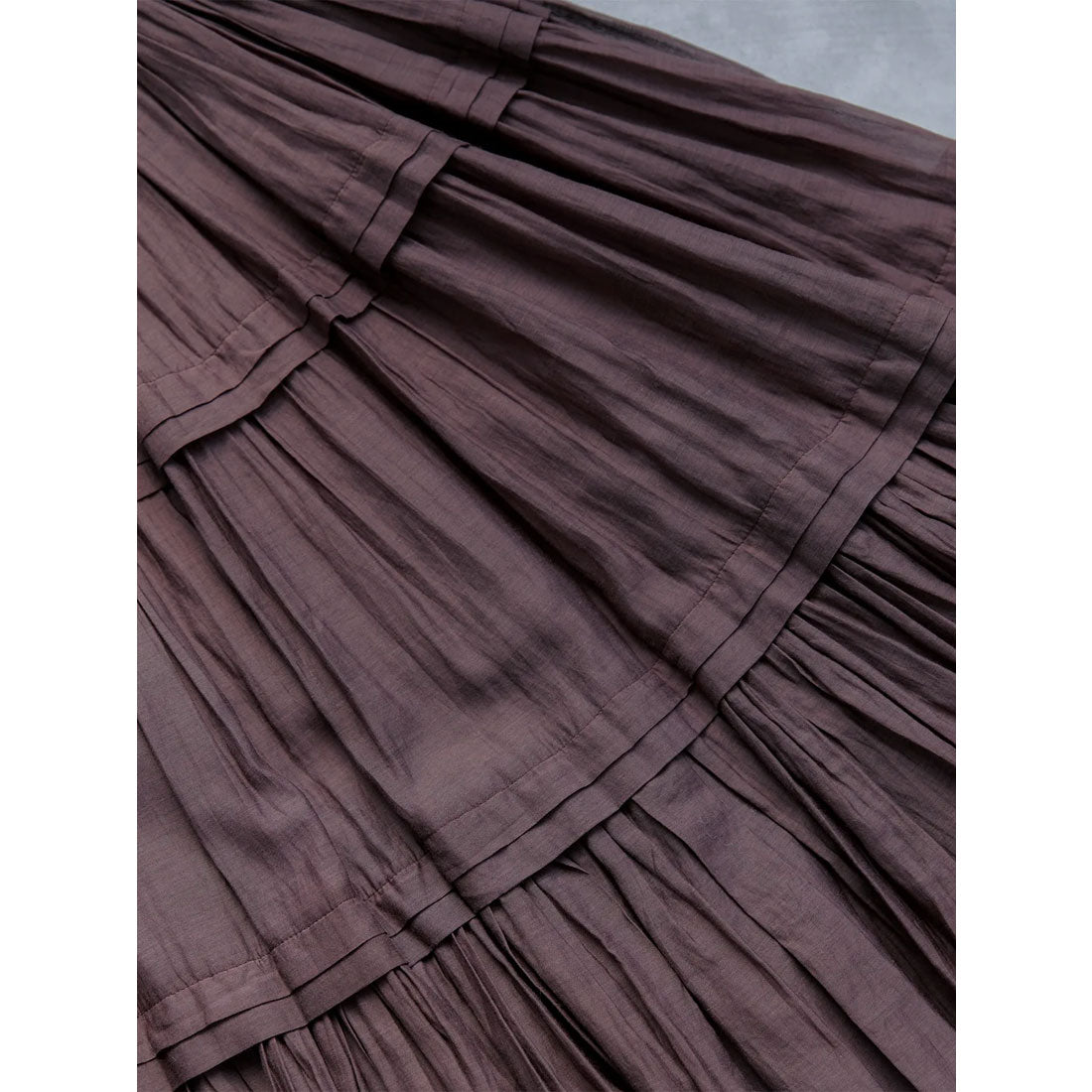 アニュアンス anuans Indiaシルクブレンドティアードスカート （BROWN） BROWN