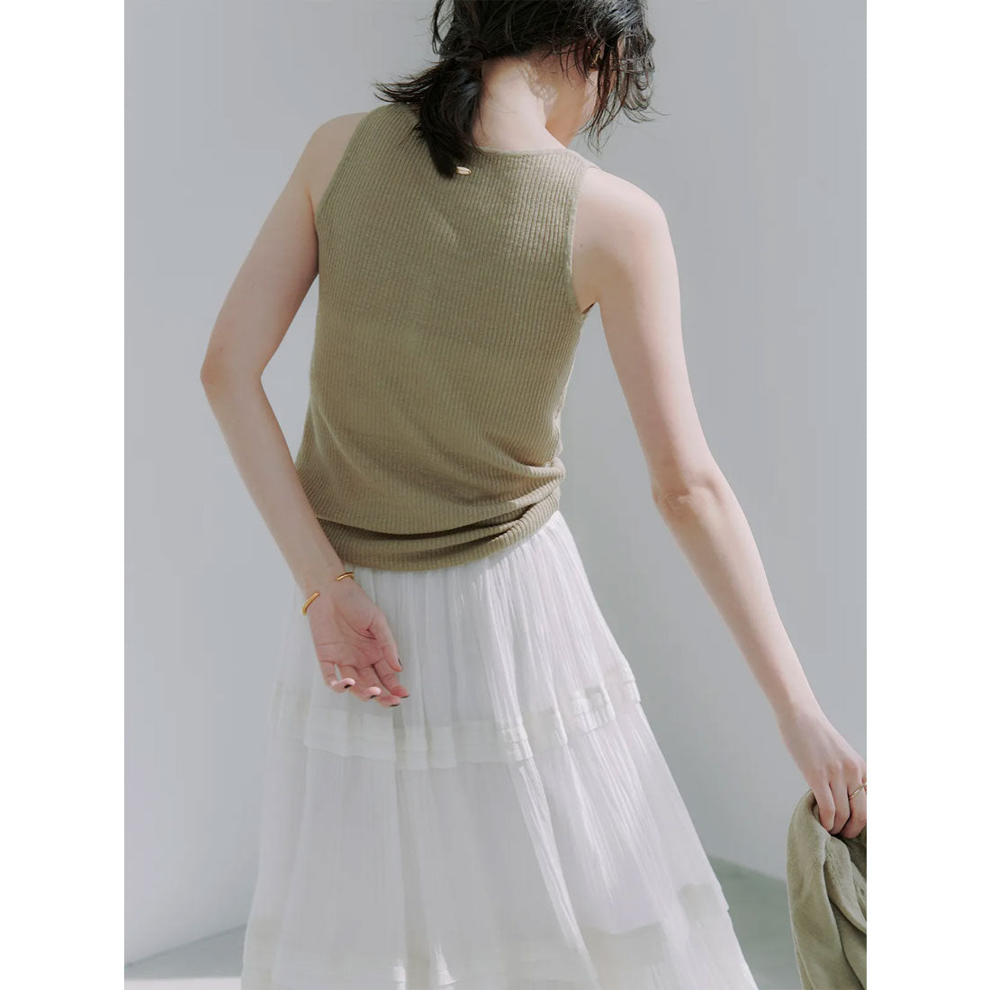 アニュアンス anuans Indiaシルクブレンドティアードスカート （BROWN） BROWN