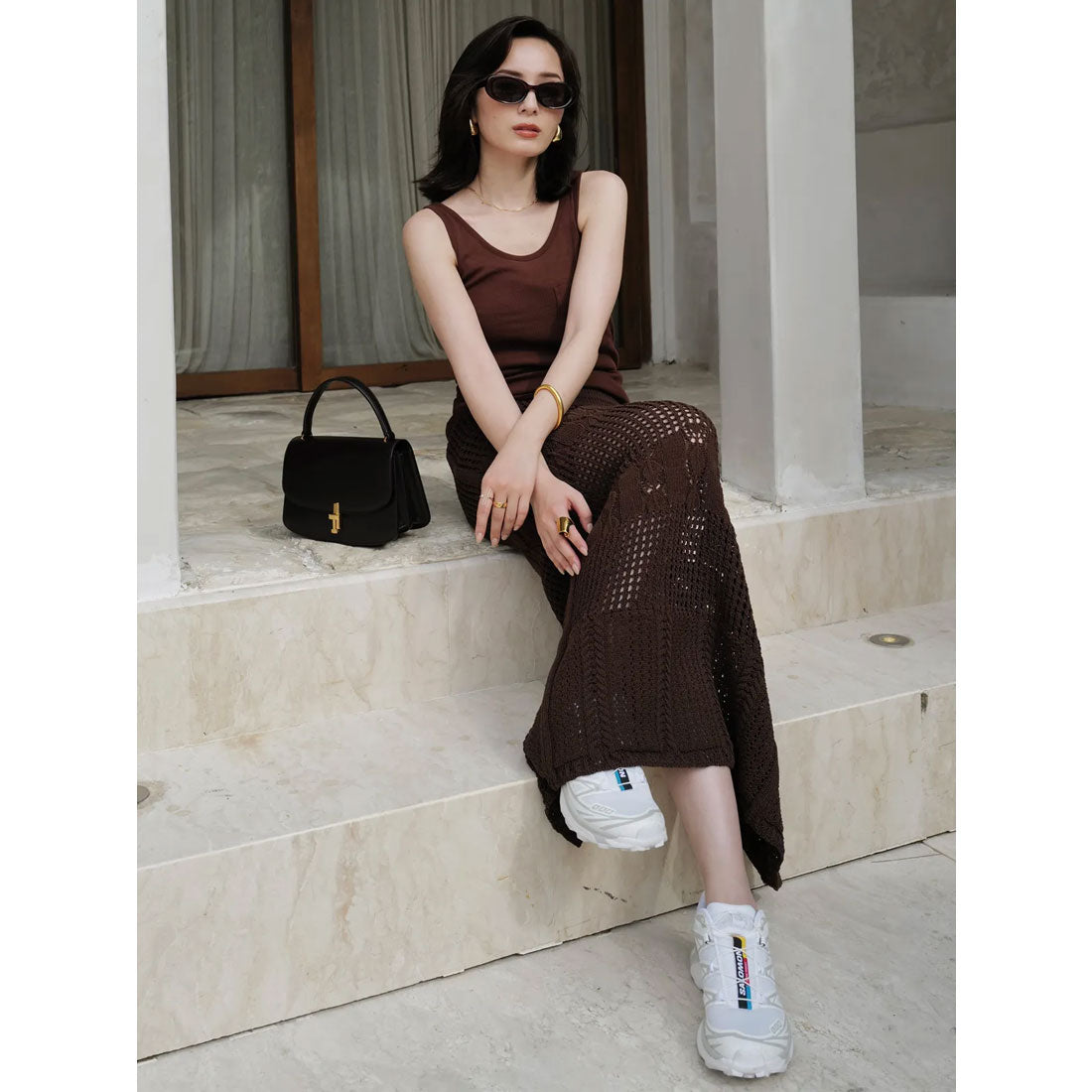 アニュアンス anuans クロシェニットスカート （BROWN） BROWN
