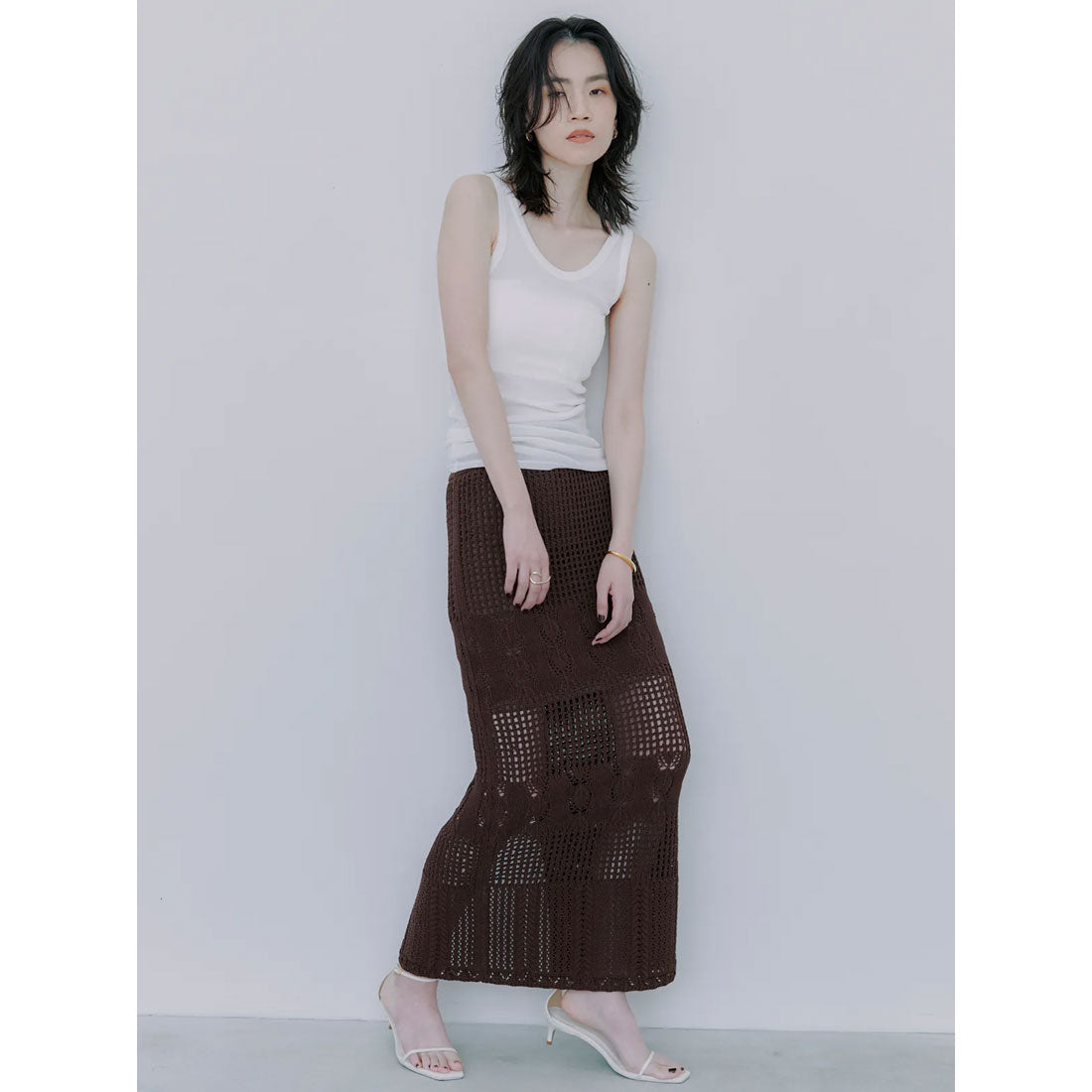 アニュアンス anuans クロシェニットスカート （BROWN） BROWN