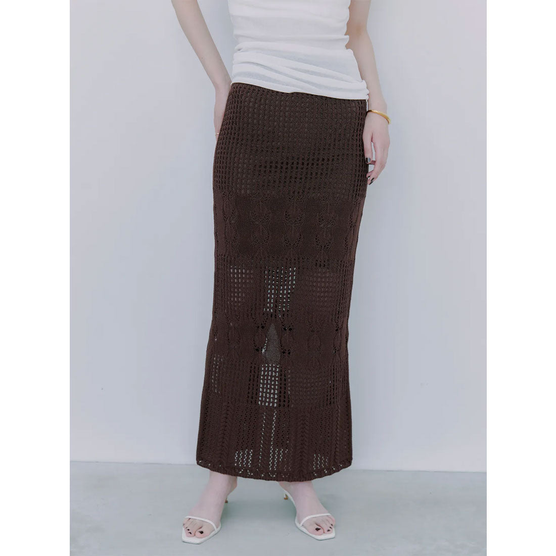 アニュアンス anuans クロシェニットスカート （BROWN） BROWN