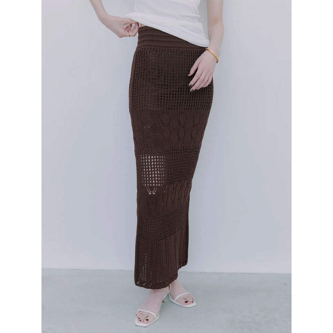 アニュアンス anuans クロシェニットスカート （BROWN） BROWN